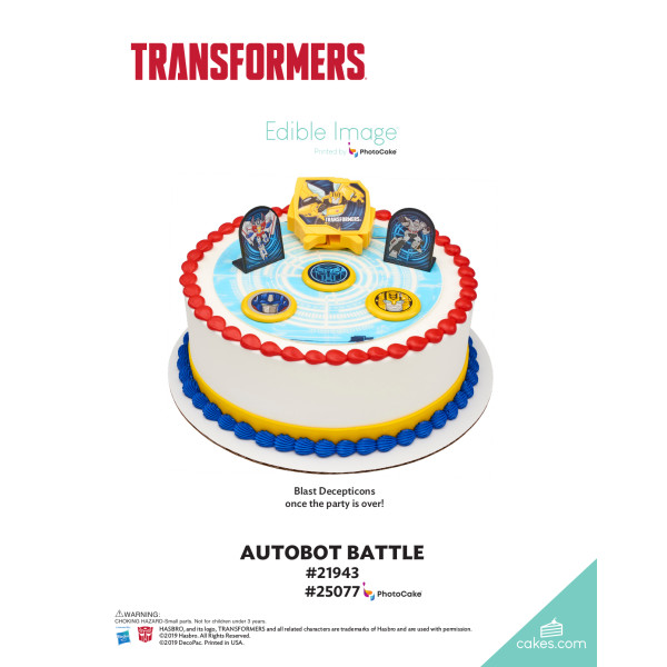 Transformers™ Autobot Battle The Magic of Cakes® PhotoCake® Enhanced Round Background Page