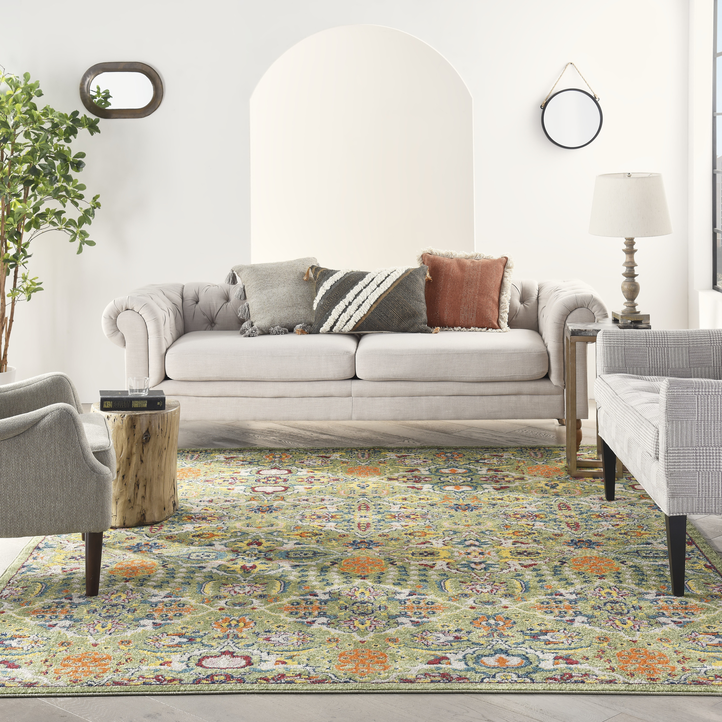 Nourison Allur 7'10" x 9'10" Sage Ivory Bohemian Indoor Rug