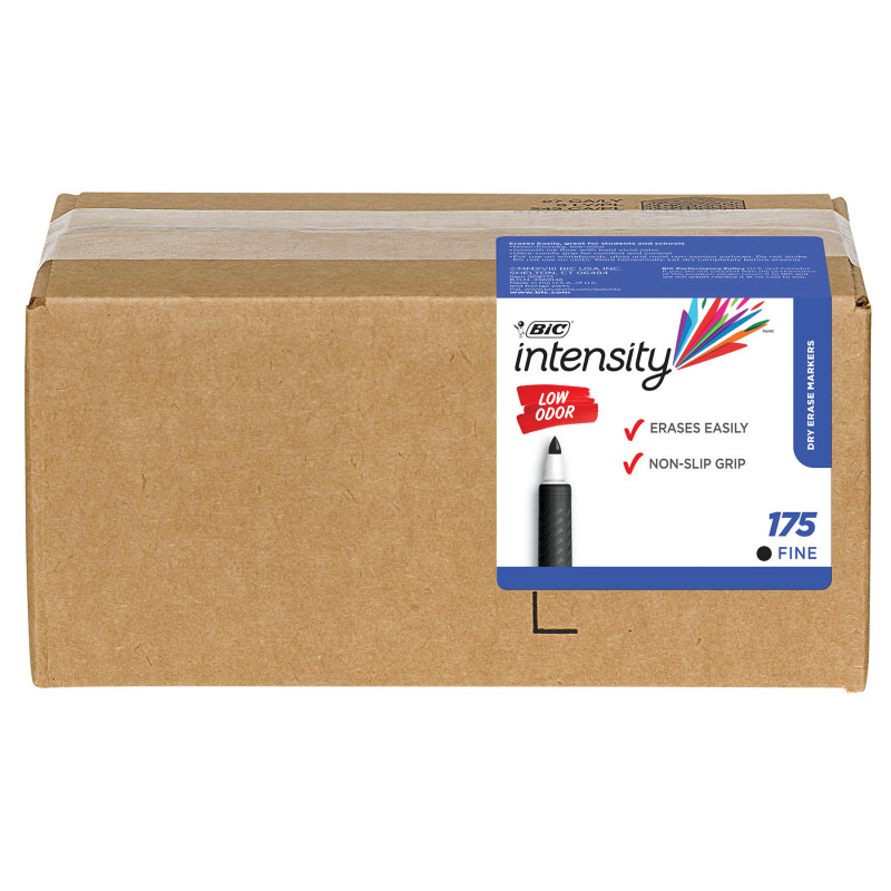Intensity Low Odor Dry Erase Markers, Fine Tip, Black, 175 Count