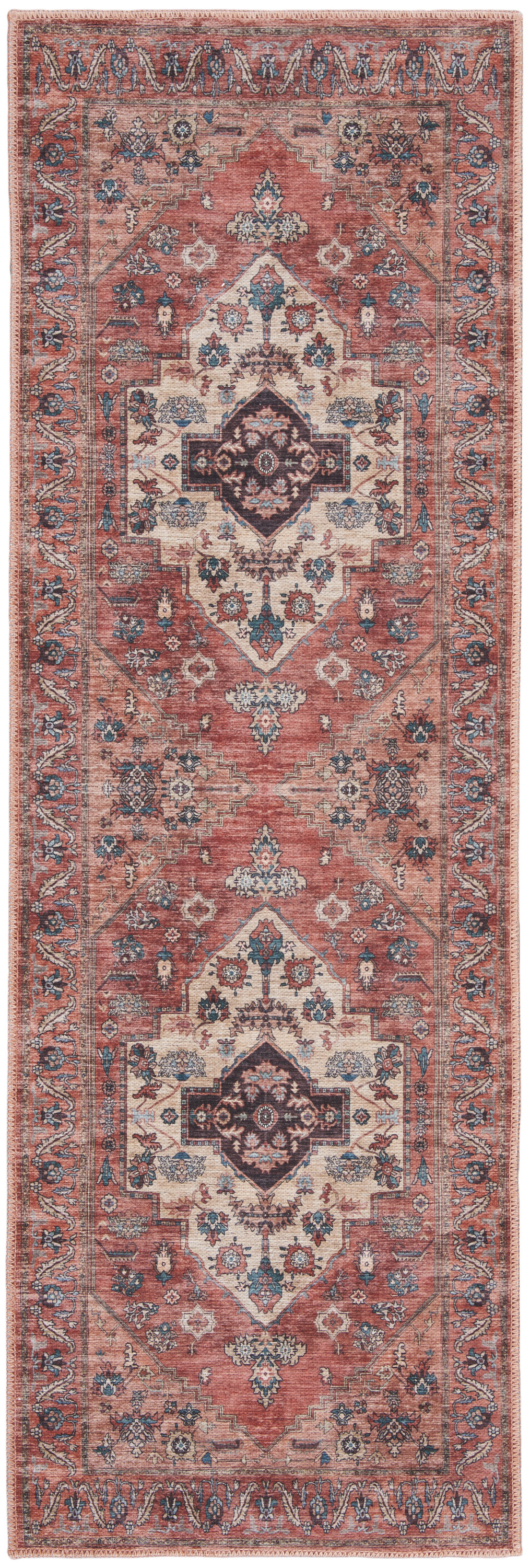 Nourison Grand Washables 2' x 6' Rust Multicolor Vintage Indoor Rug