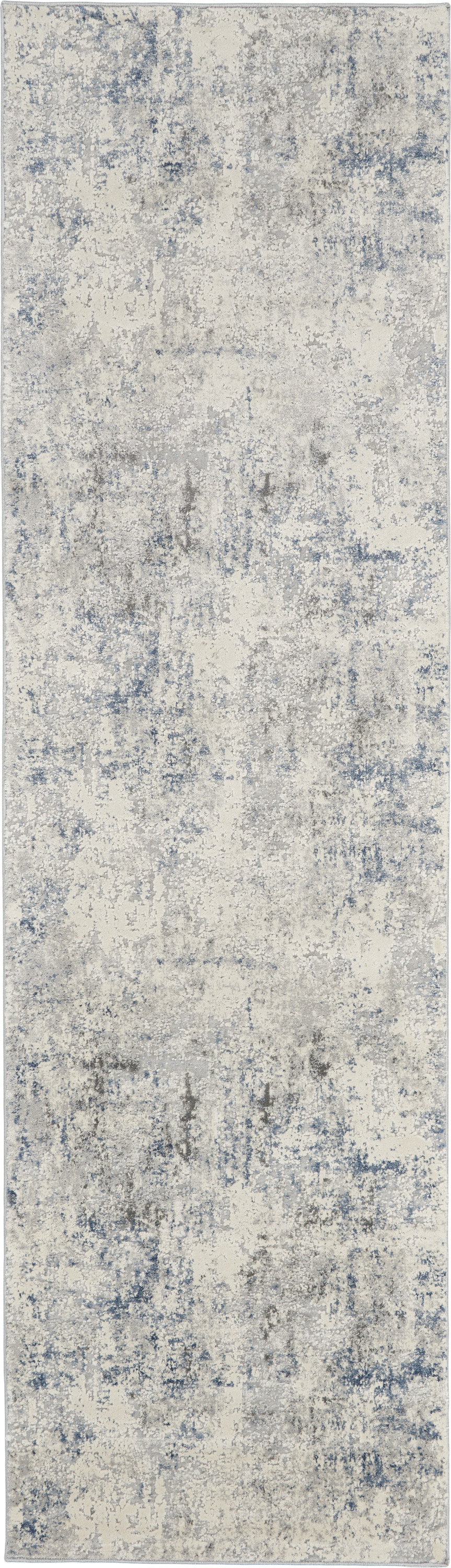 Nourison Rustic Textures 2'2" x 7'6" Ivory Grey Blue Modern Indoor Rug
