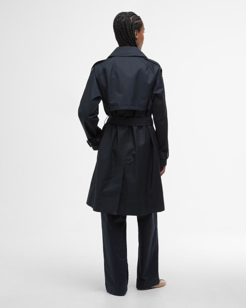 Maia Showerproof Trench Coat Dark Navy/Rosemary Tartan