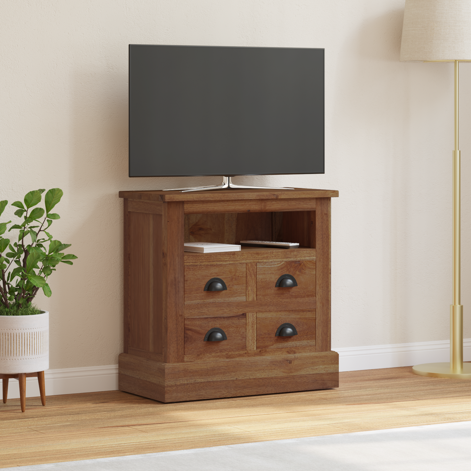 vidaXL Aufbewahrungsschrank Natur 60 x 30 x 60 cm Massivholz Teak – Bild 3