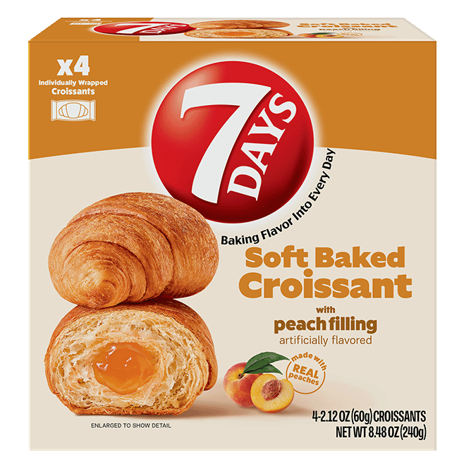 7Days Soft Baked Croissant with Peach Filling, 4x2.12oz