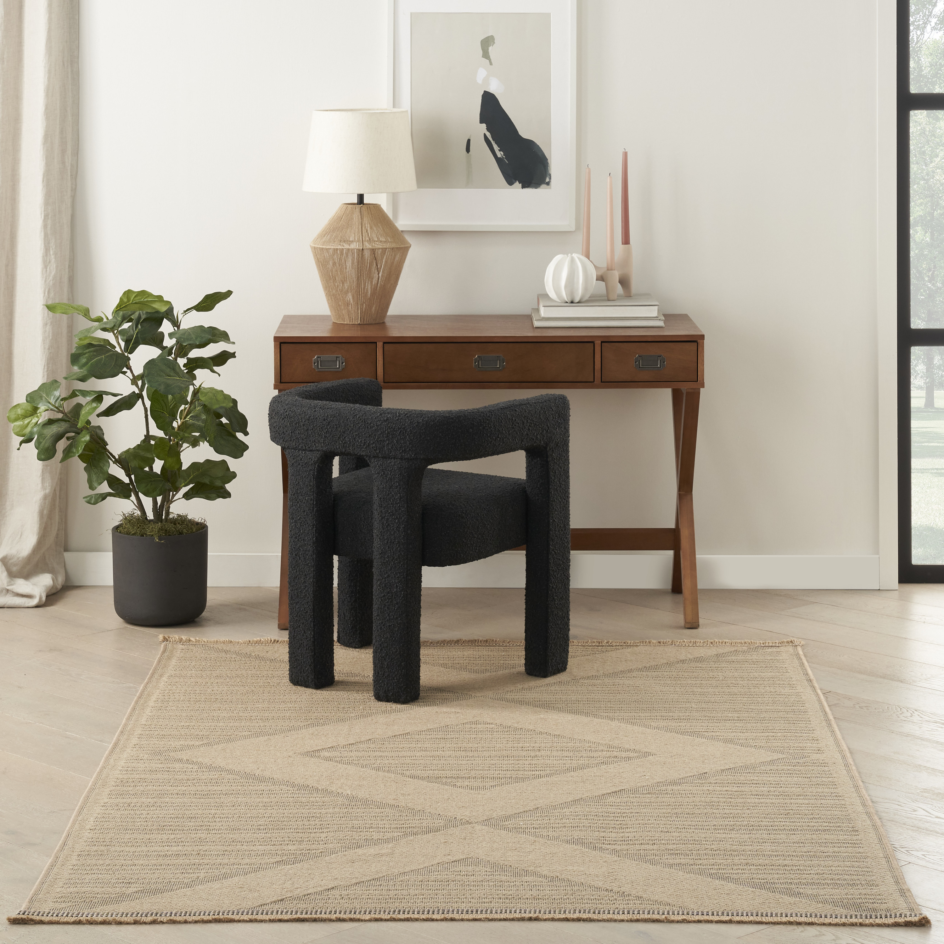 Nourison Washable Jute 3'11" x 5'11" Natural Beige Modern Indoor Rug