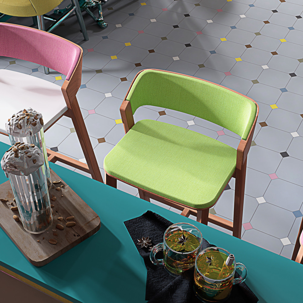Vaudeville Octagon Humo with Taco Multi 7-7/8 in. x 7-7/8 in. Porcelain Floor and Wall Tile