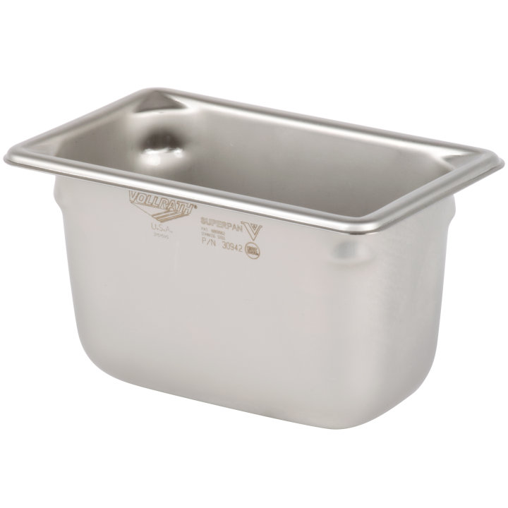 Ninth-size 4-inch-deep Super Pan V® stainless steel steam table pan