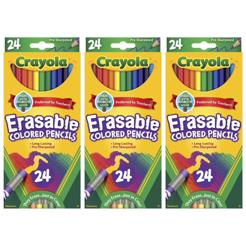 Erasable Colored Pencils, 24 Per Box, 3 Boxes