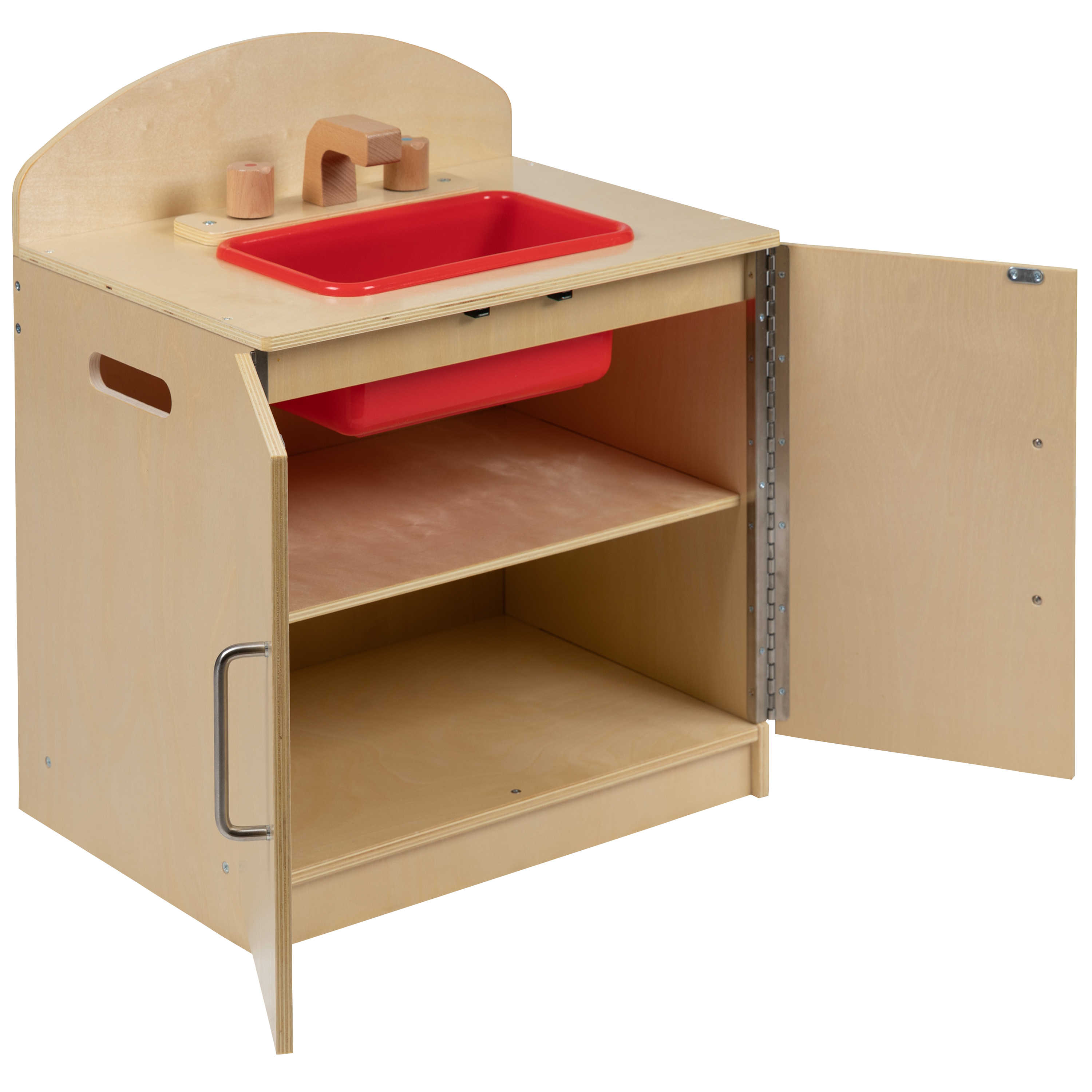Fregadero de cocina de madera para niños con perillas giratorias para uso comercial o doméstico - Imagen 12 de 13