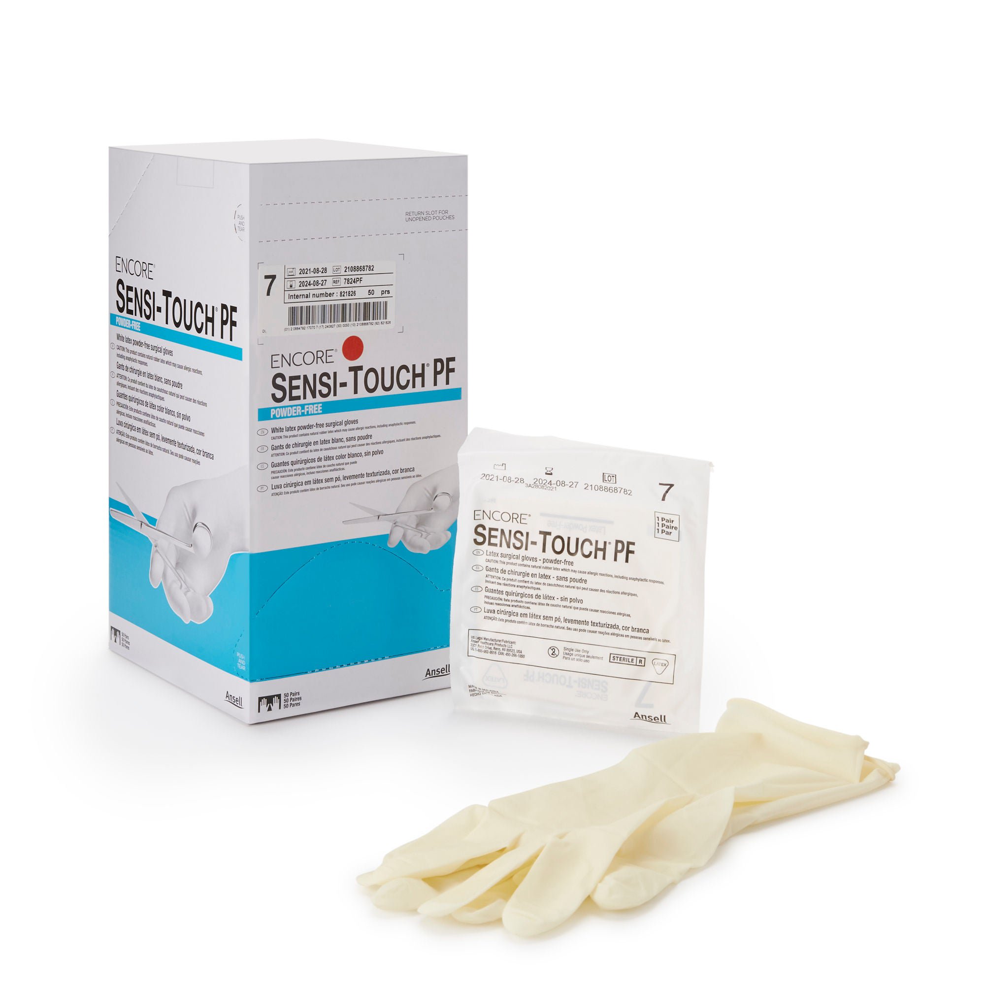 Encore® Sensi-Touch® PF Latex Surgical Glove, Size 7, Natural