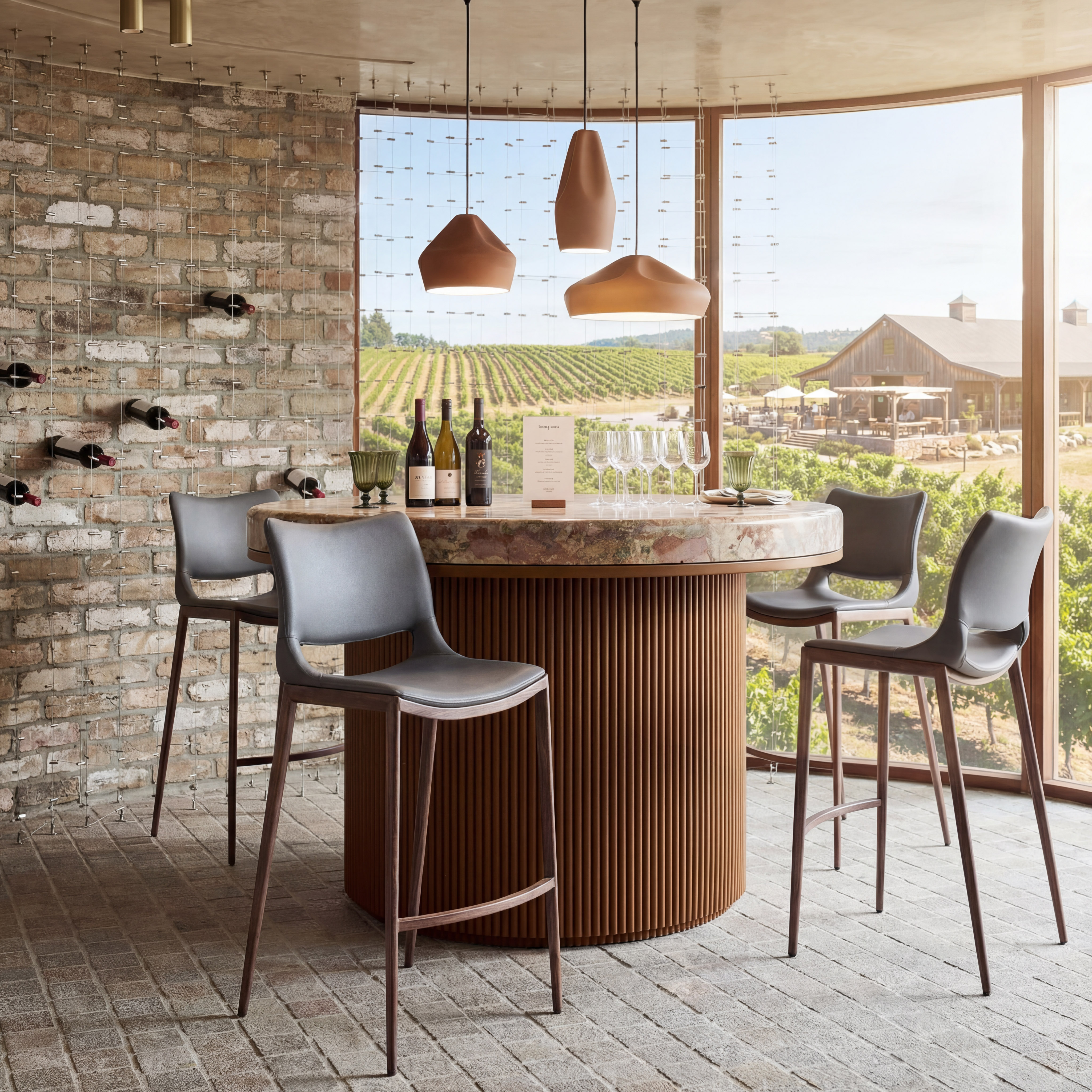 Ace Barstool (Set of 2) Dark Gray & Walnut product image