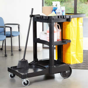 Rubbermaid Commercial, Executive Series, Traditional Janitorial Cleaning Cart, Black