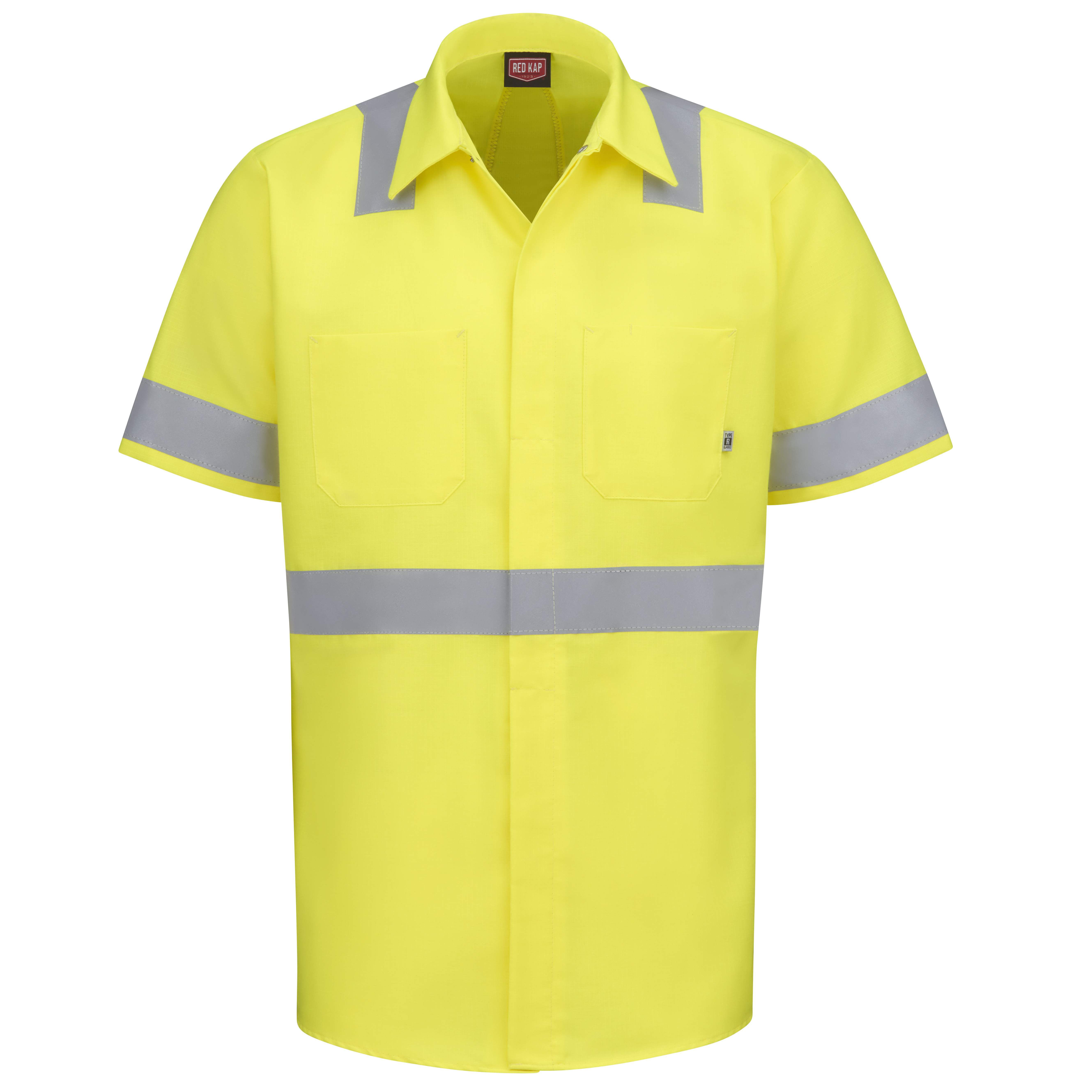 Short Sleeve Hi-Visibility Ripstop Work Shirt with MIMIX + OilBlok, Type R Class 2-Red Kap