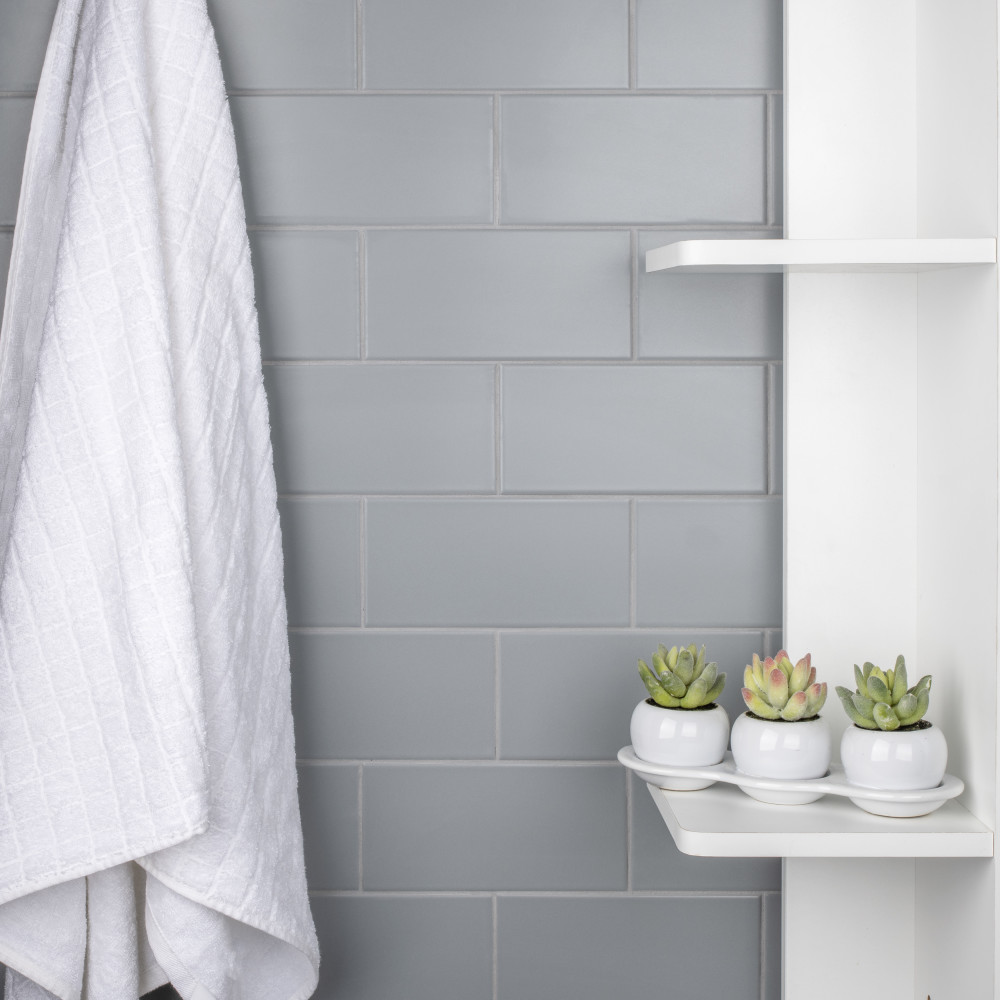 Projectos Cloud Grey 3-7/8 in. x 7-3/4 in. Ceramic Floor and Wall Tile