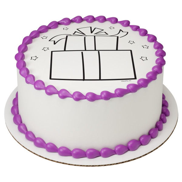 Paintable Present with Stars PhotoCake® Edible Image®