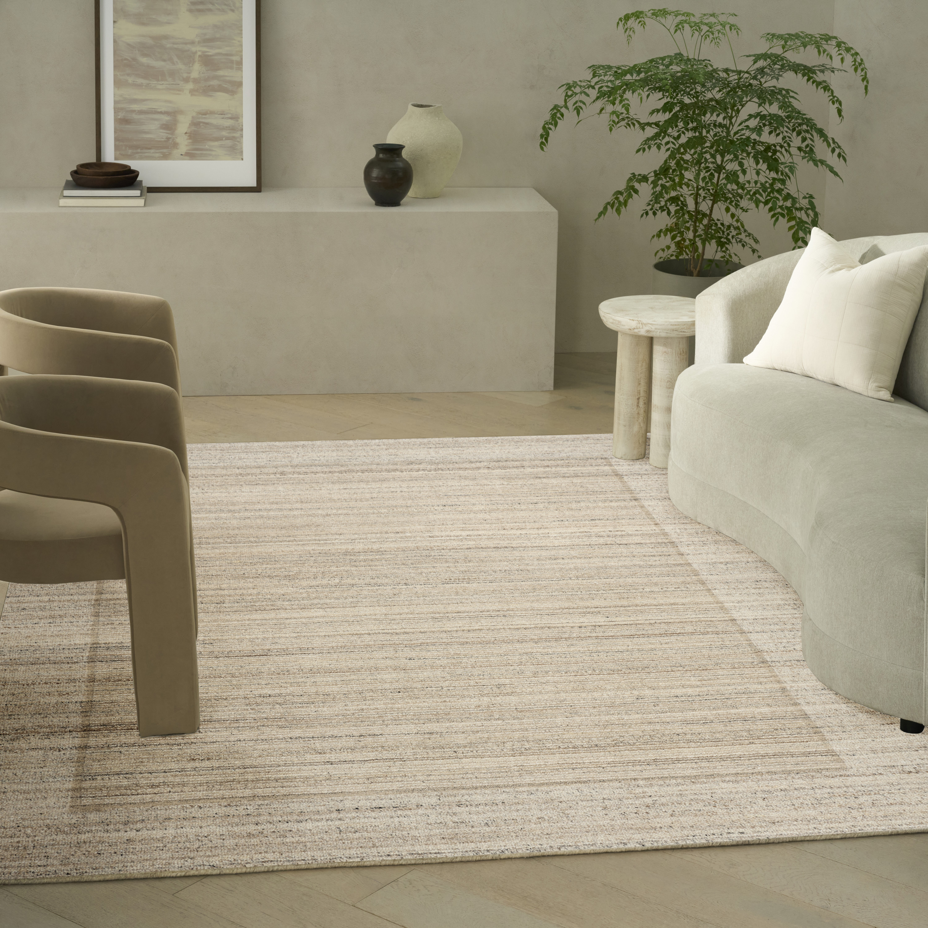 Calvin Klein CK082 Ridge 8'6" x 11'6" Beige Ivory Farmhouse Indoor Rug