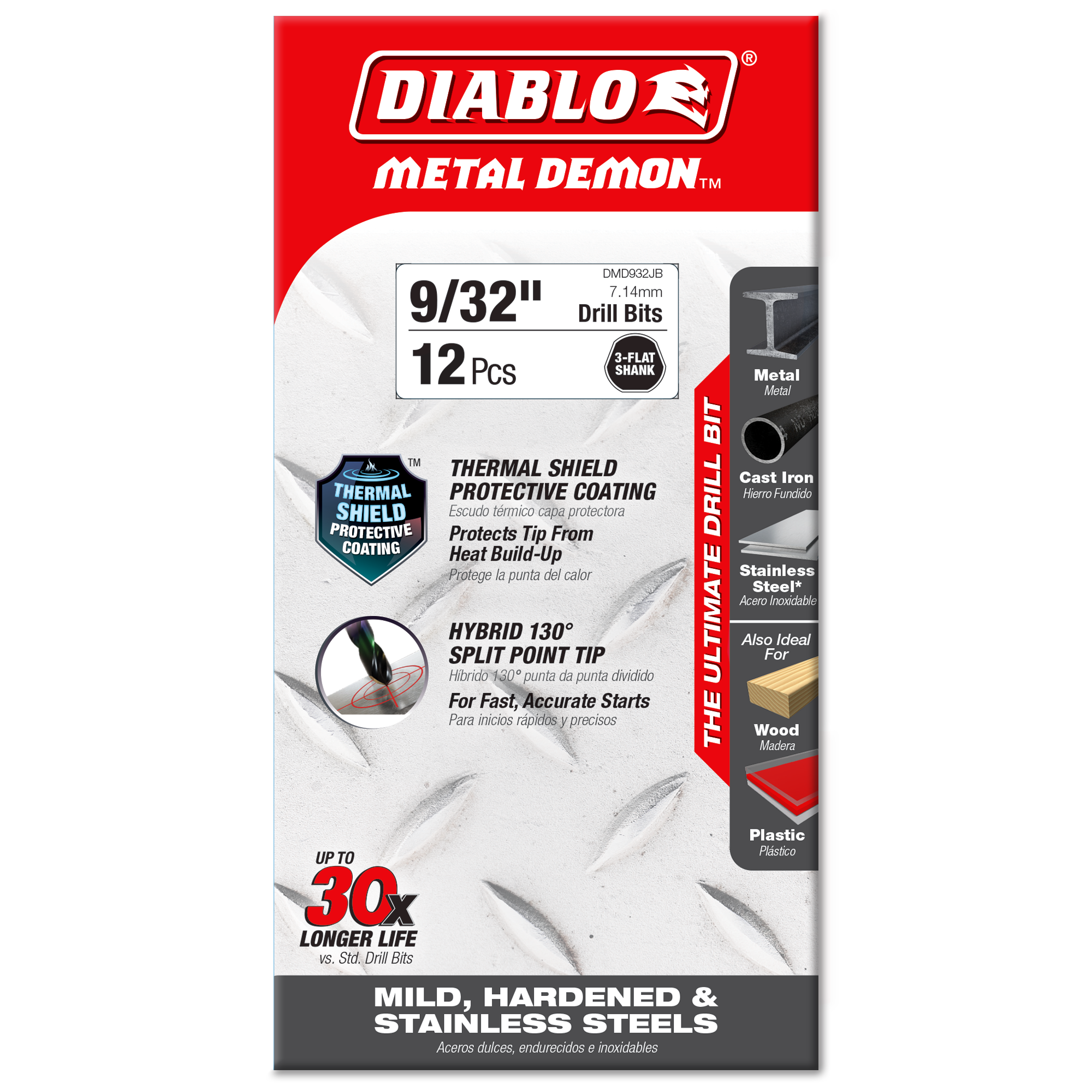 Diablo 9/32 in. Metal Demon Drill Bit for Mild, Hardened and Stainless Steels in its retail packaging, ready for the job box or tool bag