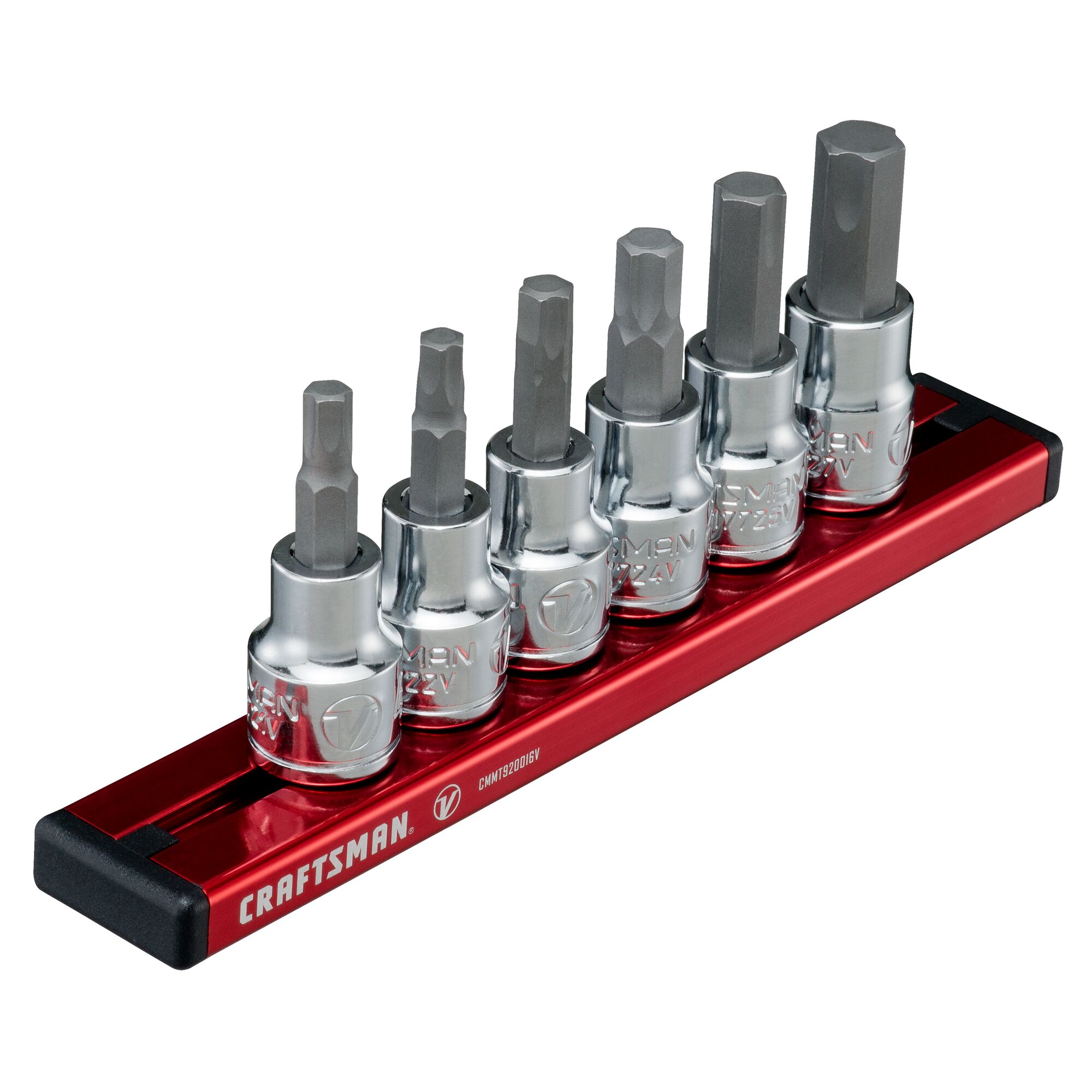 Left profile of 3 eighths inch drive metric x tract technology hex bit socket set 6 piece.