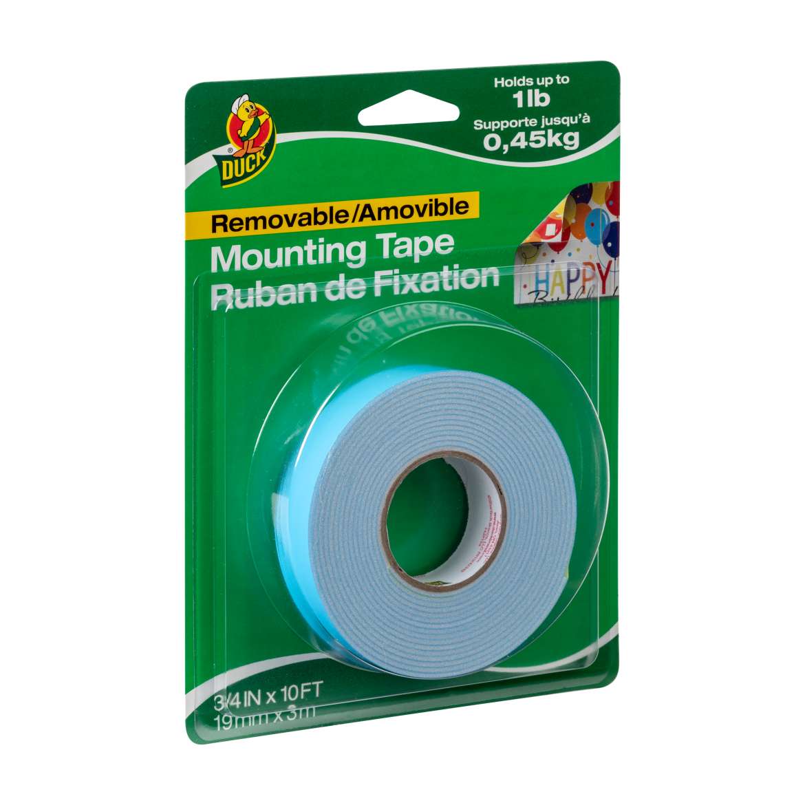 Duck® Brand Removable Mounting Tape - White, .75 in. x 10 ft. Image