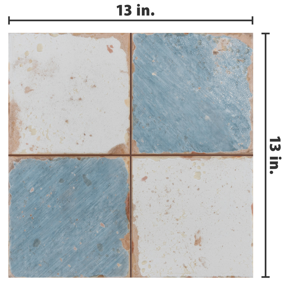 Artisan Damero Azul 13 in. x 13 in. Ceramic Floor and Wall Tile
