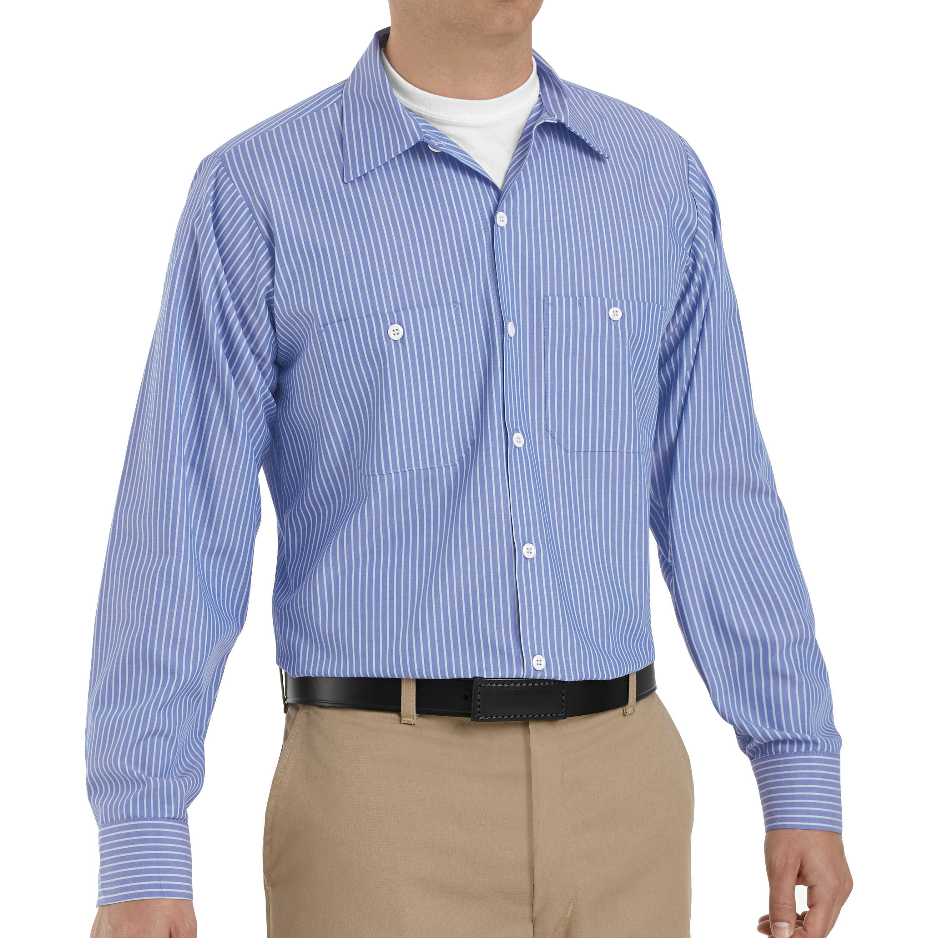 Red Kap Men's Long Sleeve Industrial Striped Work Shirt - Picture 9 of 19
