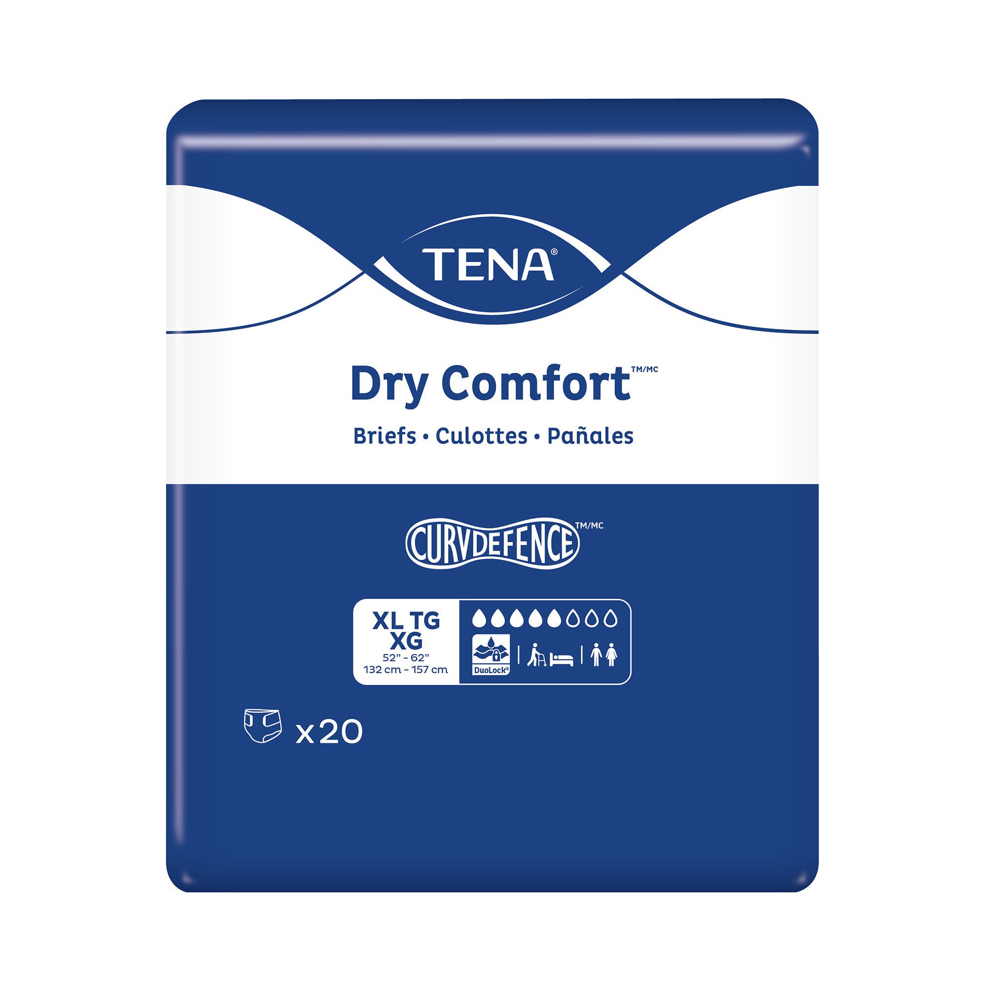 Tena® Dry Comfort™ Briefs with Curvdefence™ Extra Large, 52 – 62 Inch Five Drops