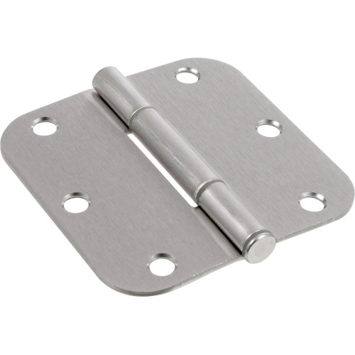 Hardware Essentials Round Corner Satin Nickel Squeak-Proof Door Hinges 3-1/2