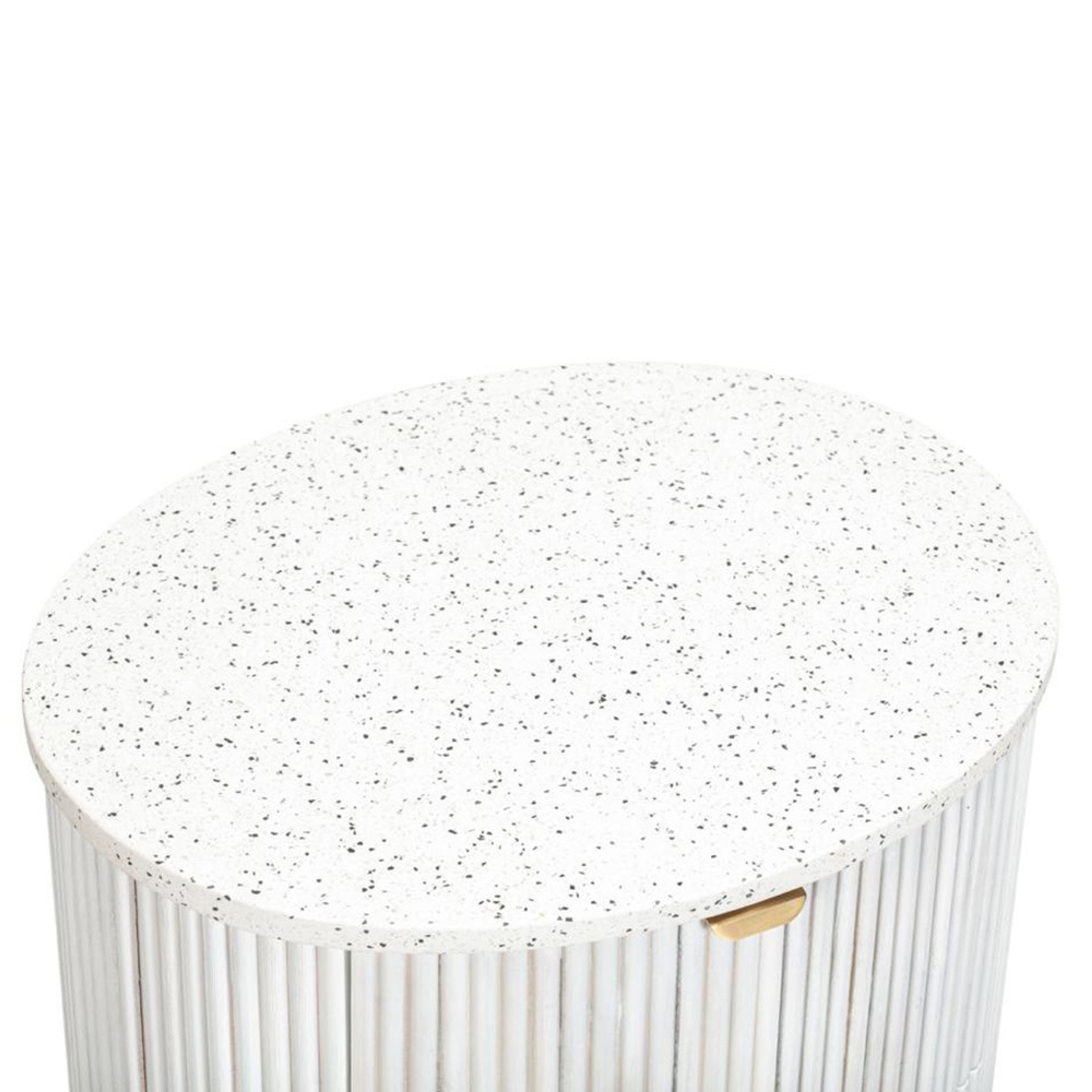 Detail image of the  Razzo Bedside Table (2 Drawer), Whitewash from Forty Winks