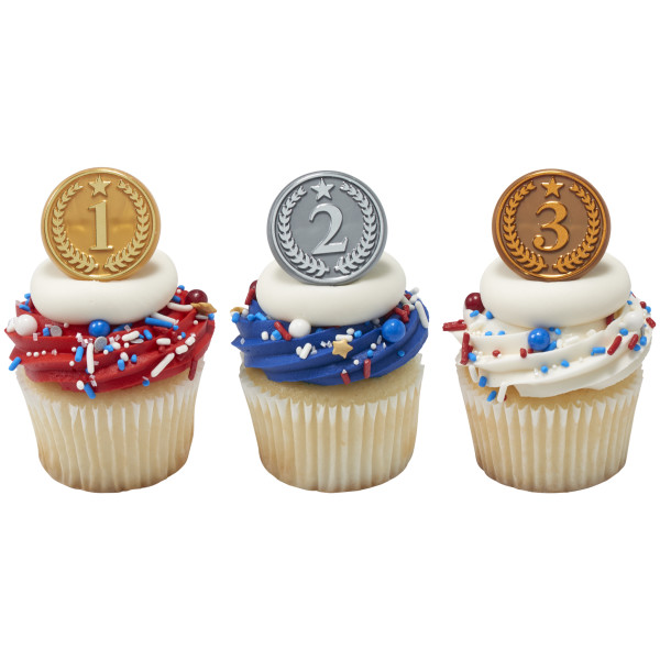 Gold, Silver, and Bronze Medal Foil Cupcake Rings