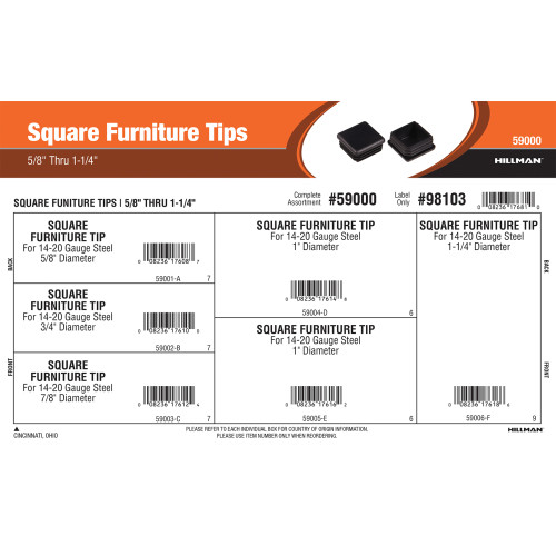 Square Furniture Tips Assortment (5/8