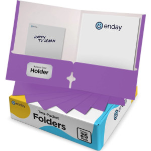 Two-Pocket Paper Folders, Letter Size, Purple, 25 Pack