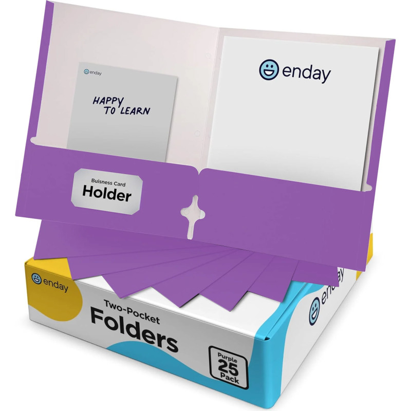 Two-Pocket Paper Folders, Letter Size, Purple, 25 Pack