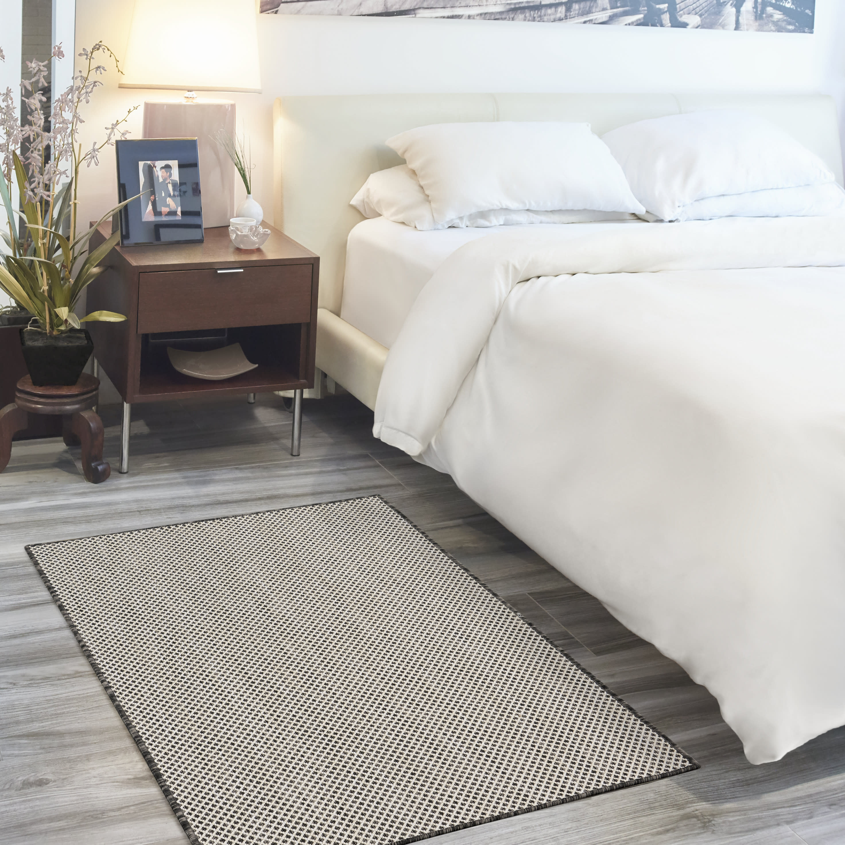 Nourison Courtyard 3' x 5' Ivory Charcoal Modern Rug