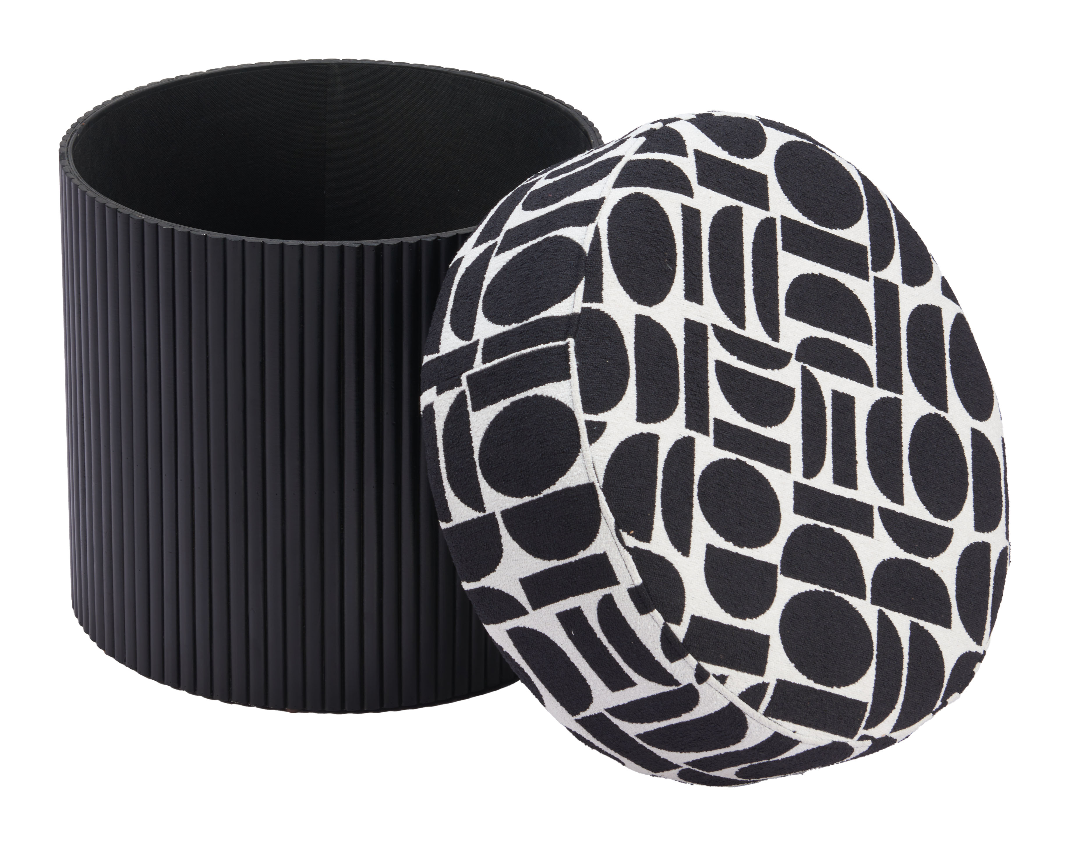 Boto Storage Ottoman Black & White product image