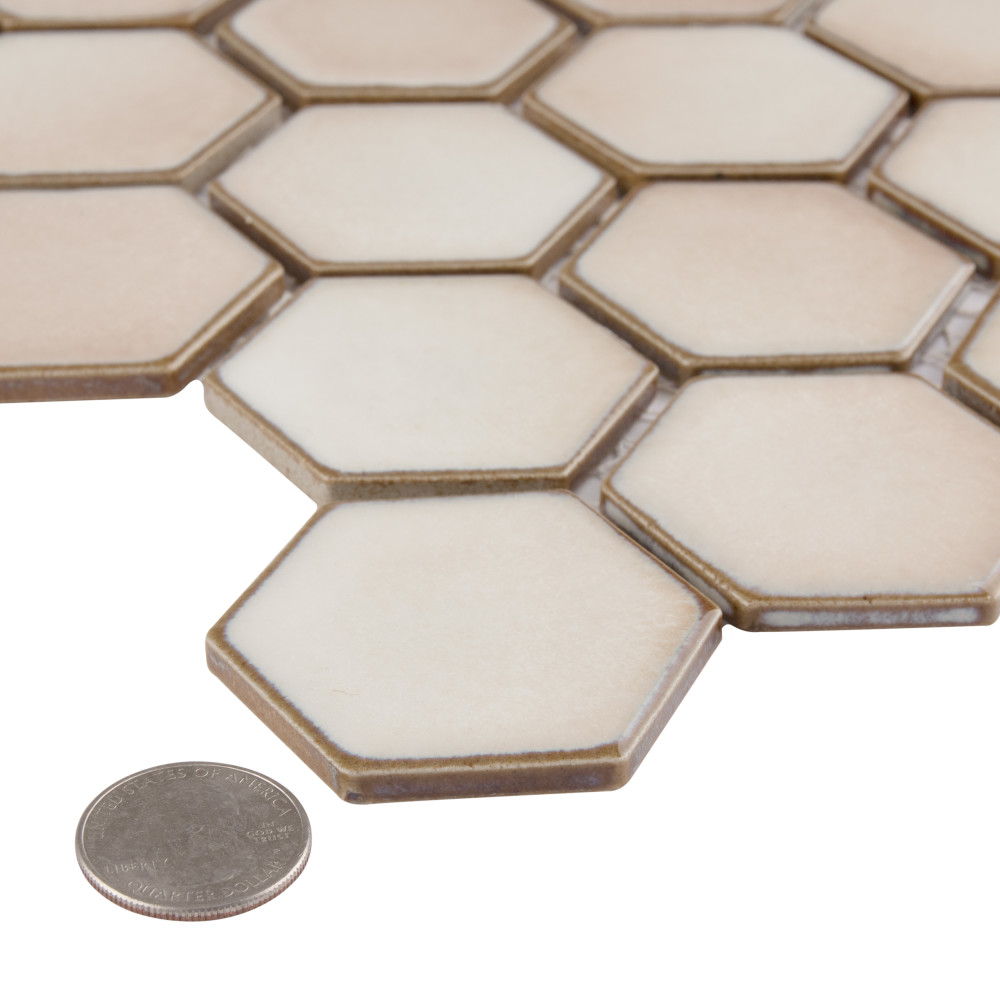 Hudson Due 2″ Hex Truffle 10-7/8 in. x 12-5/8 in. Porcelain Mosaic Tile