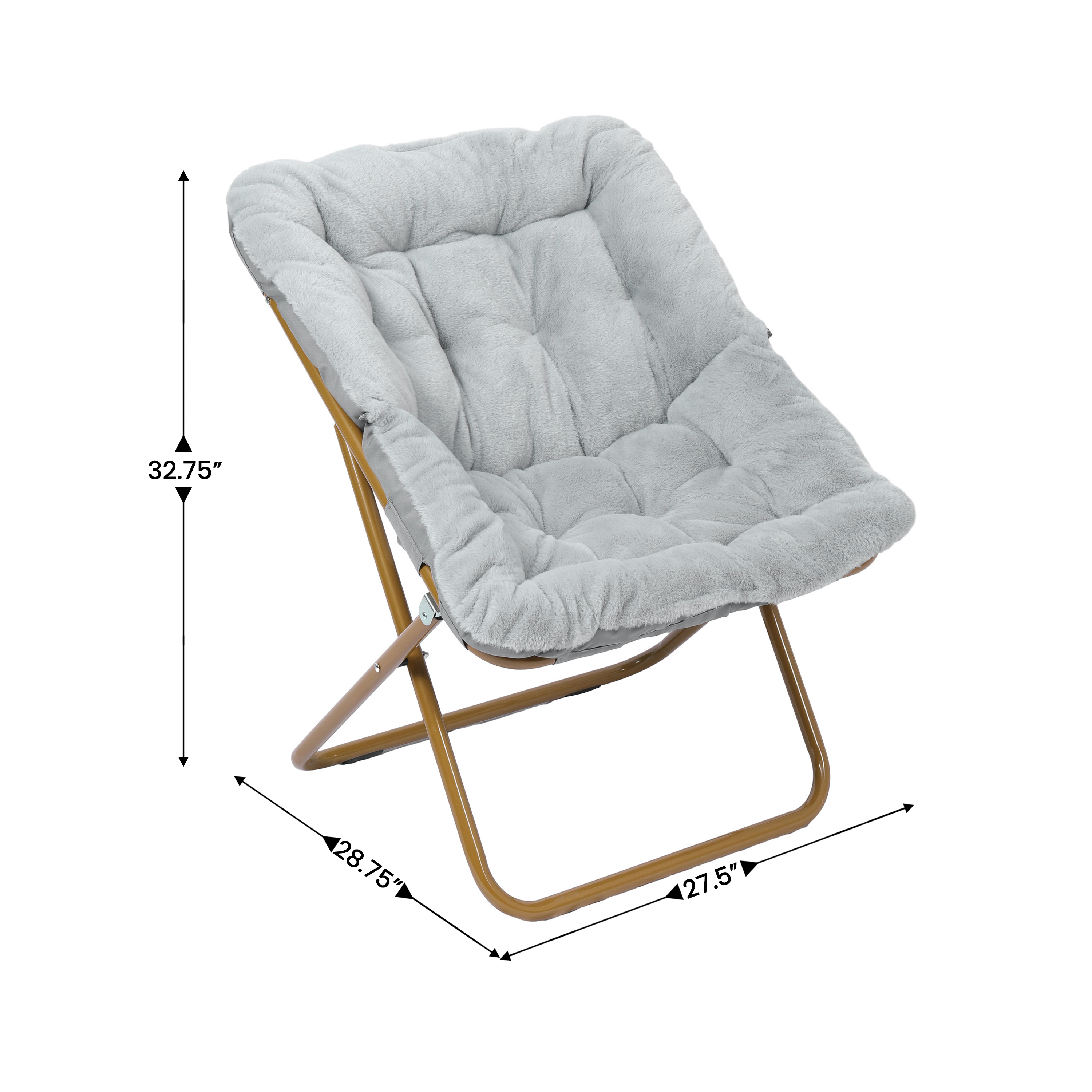Archer 28" Oversized Portable Faux Fur Folding Saucer Chair with Folding Otto... - Picture 19 of 49