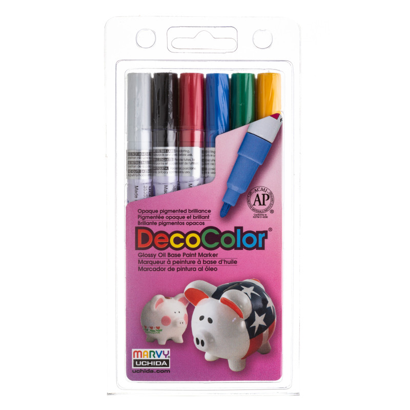 DecoColor® Paint Markers, Fine Tip, 200-S, Primary Colors, Set of 6