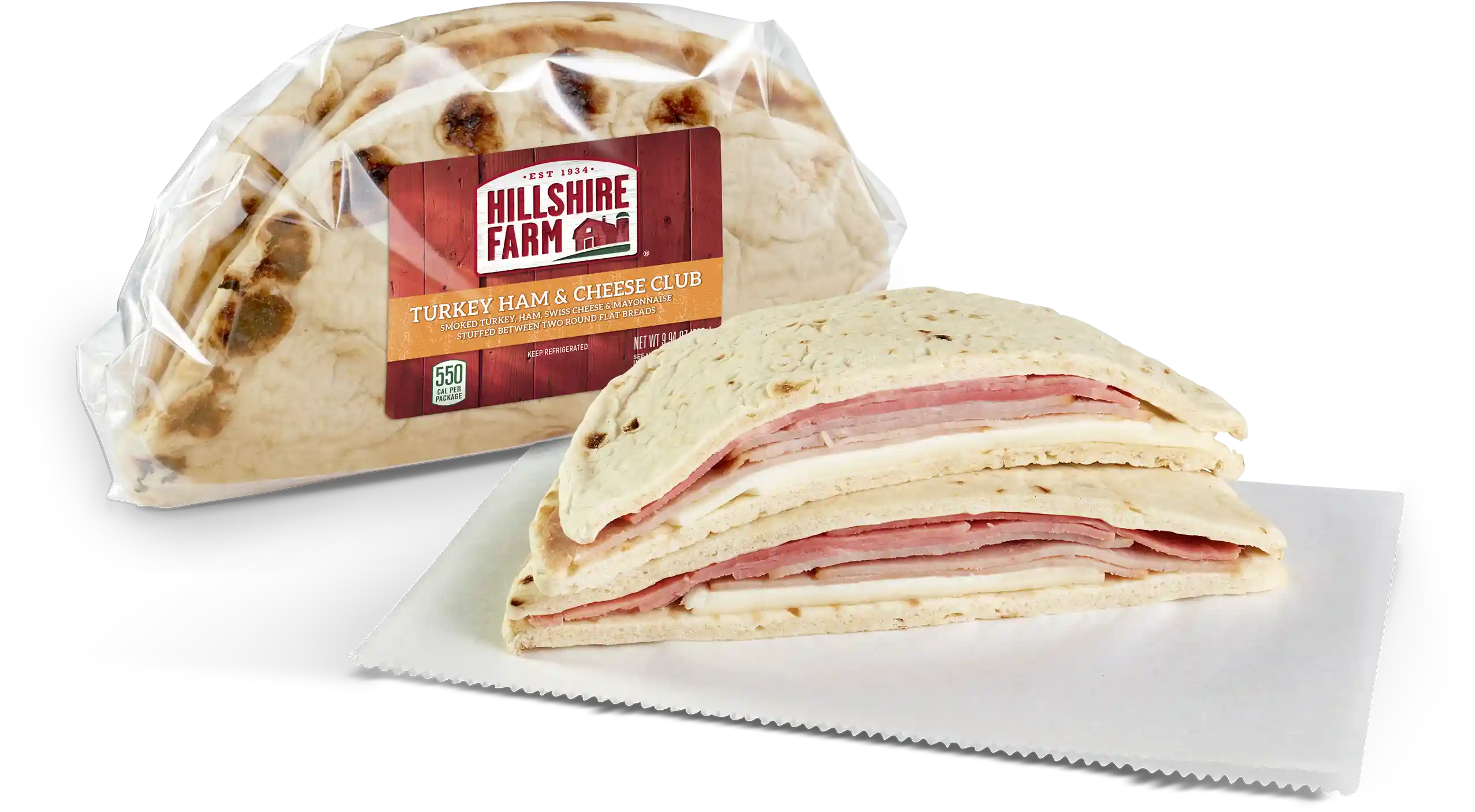 Hillshire Farm® Turkey Ham & Cheese Club Flatbread Sandwich_image_01