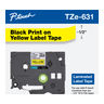TZe Laminated Standard Adhesive Tape, 12 mm, Black On Yellow