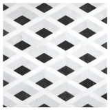 Pietra Visivo Collection Bianco Dolomiti Select Polished, Morning Blue Polished, And Basalto Polished 10×11 Verona Mosaic Polished