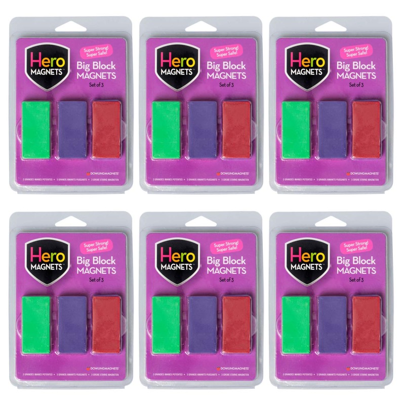Large Block Magnets, Assorted Colors, Set of 18