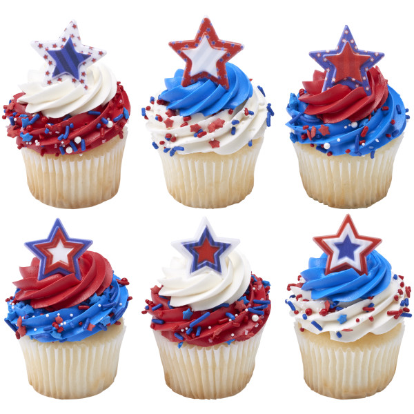 Printed Star Assortment Cupcake Rings