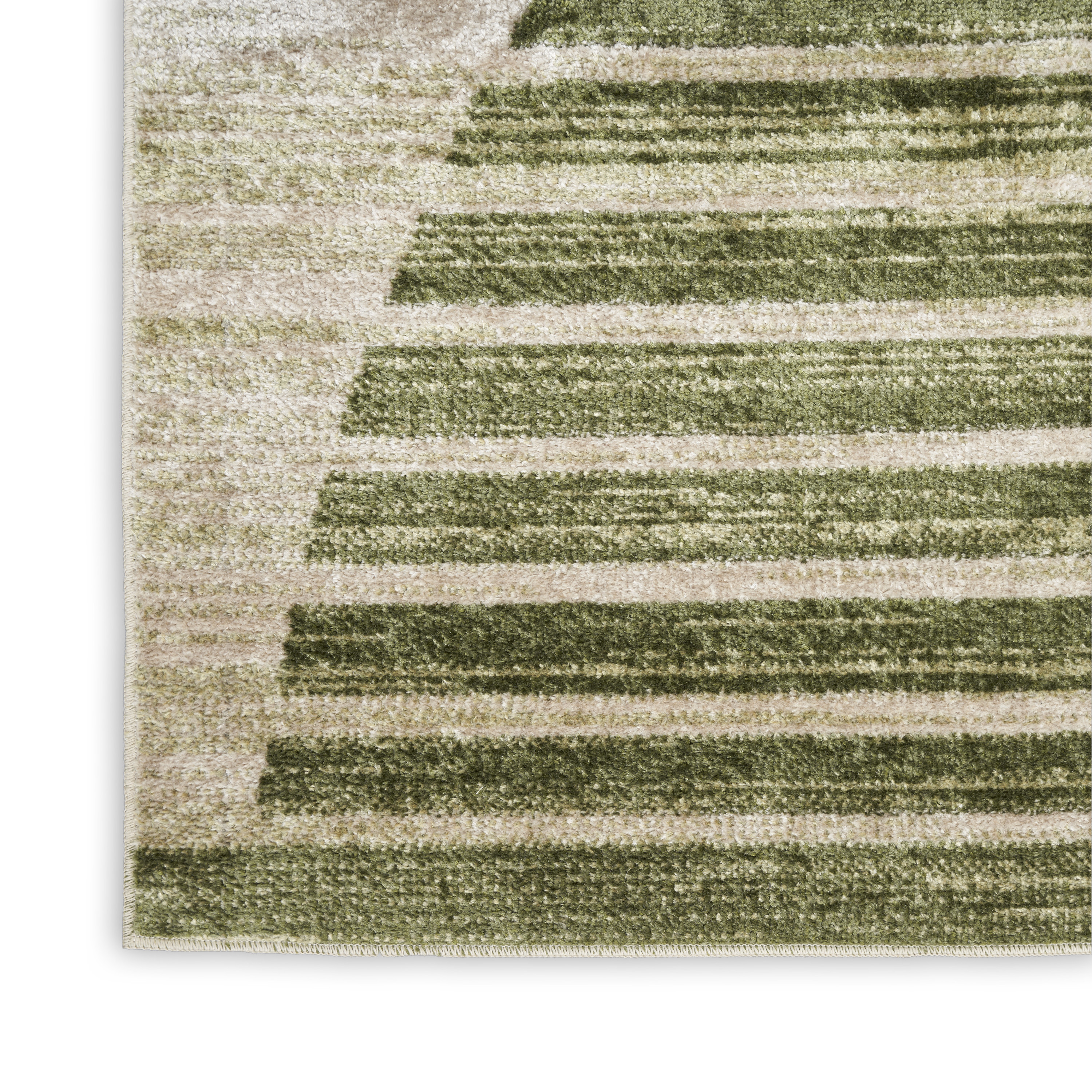Nourison Astra Machine Washable 3'3" x 5' Ivory Olive Mid-Century Modern Indoor Rug