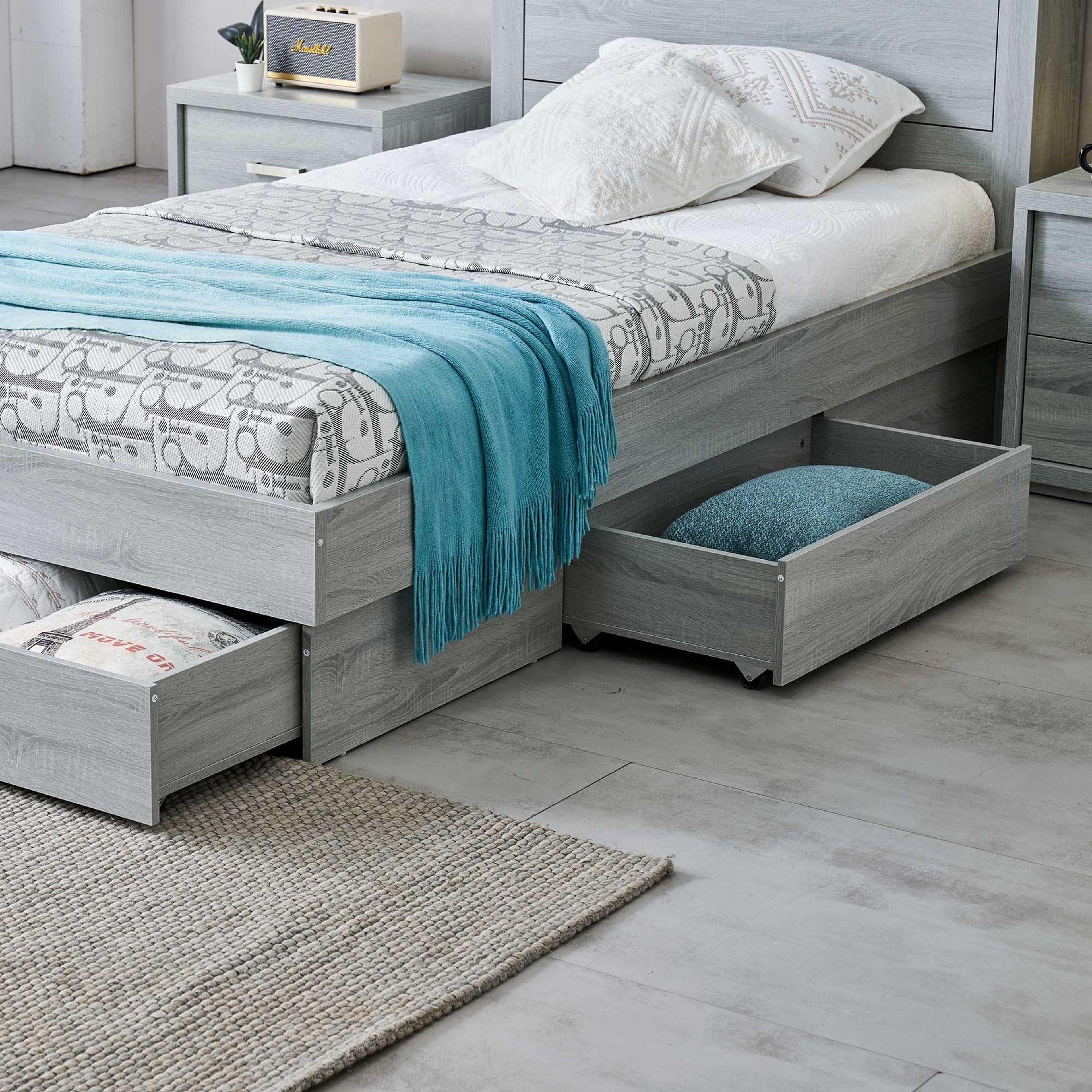 Detail image of the  Bellevue Bed Frame, 3 Drawer Base, Cement Grey from Forty Winks