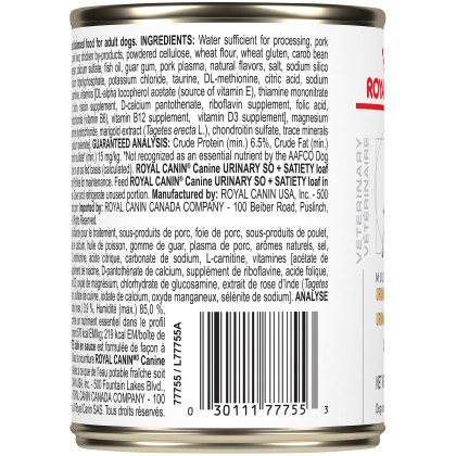 Royal Canin Veterinary Diet Canine Urinary SO + Satiety Canned Dog Food