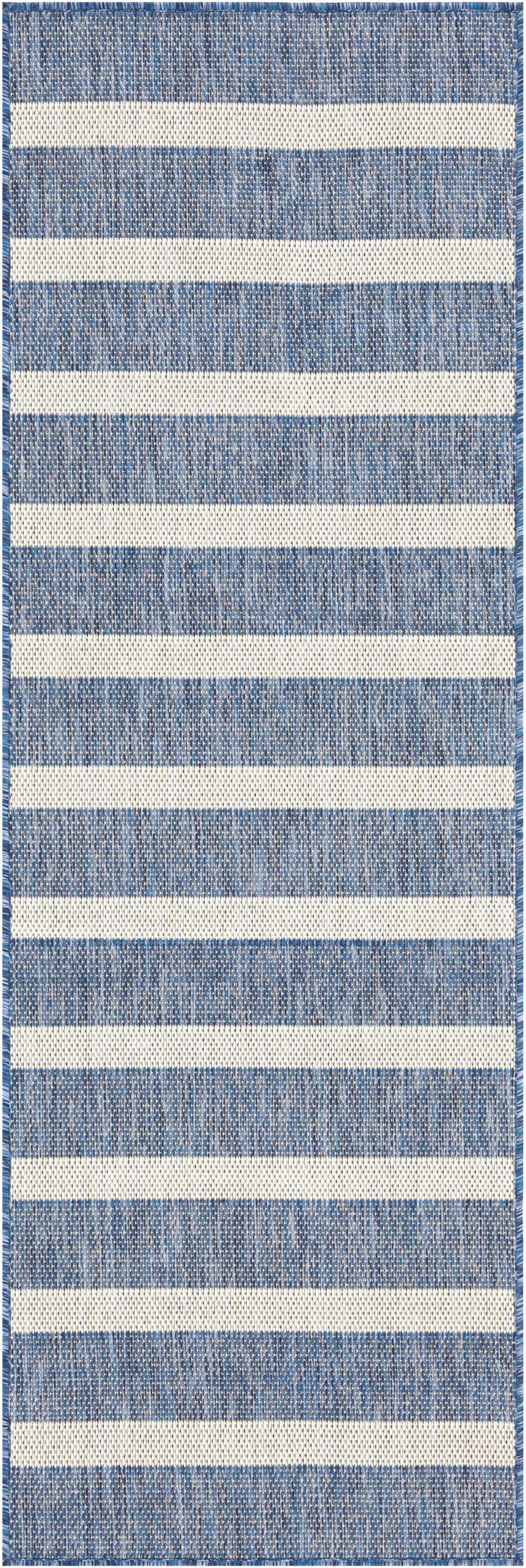 Nourison Positano 2' x 6' Navy Ivory Modern Rug