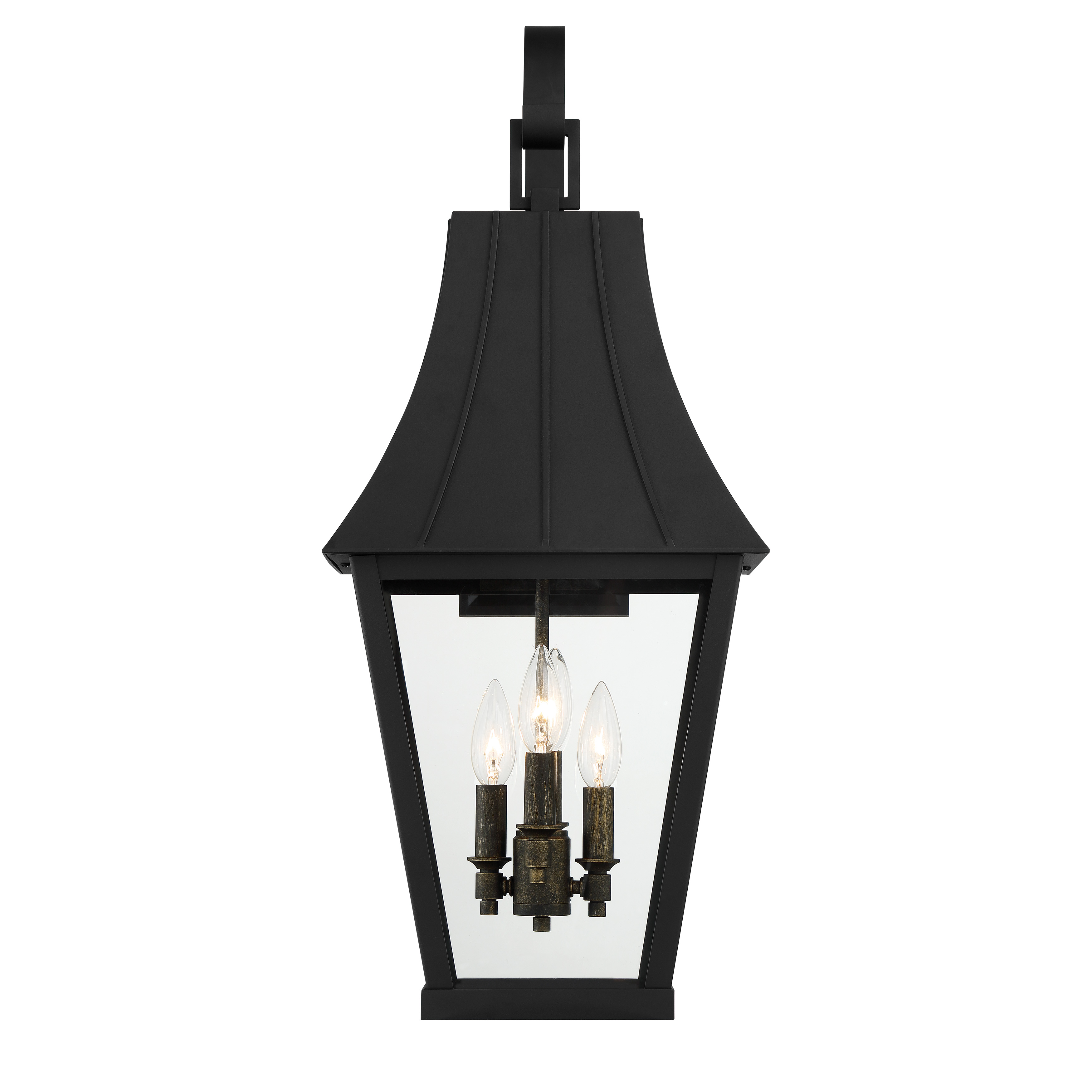 4 Light Outdoor Wall Mount in Sand Coal with Gold Accents Finish with Clear Glass - alternate view