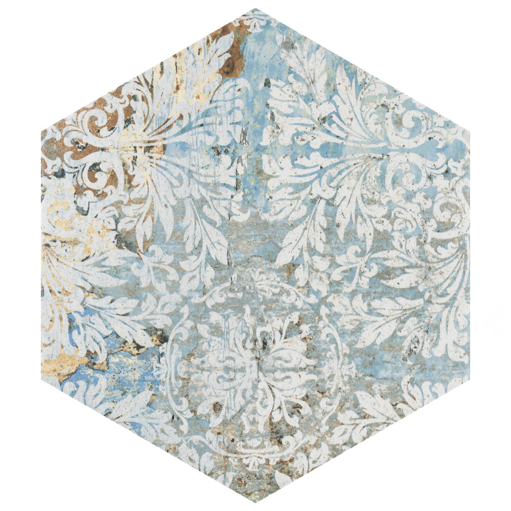 Carpet Hex Tapestry Natural 9-7/8 in. x 11-1/4 in. Porcelain Floor and Wall Tile