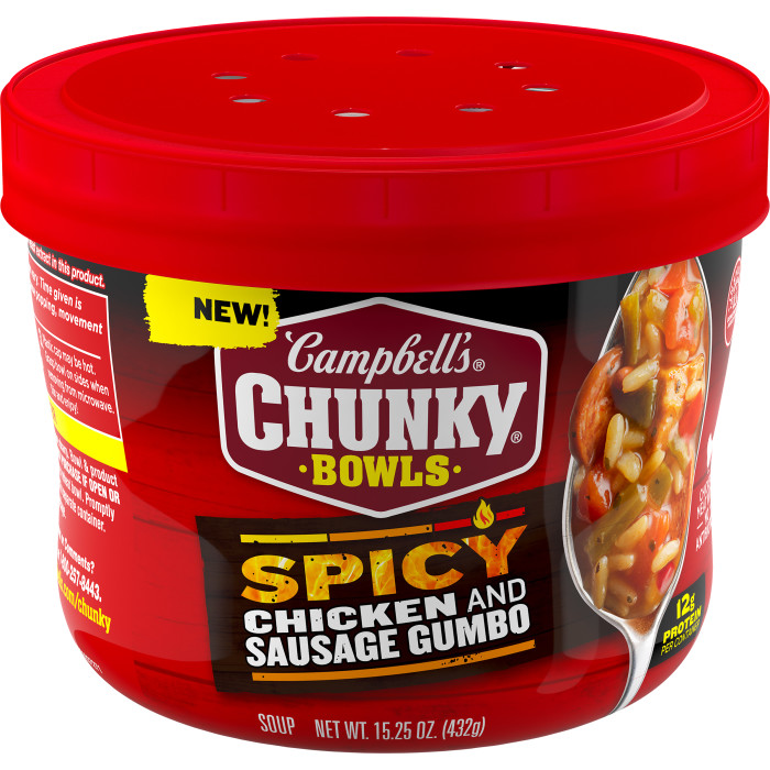 Spicy Chicken & Sausage Gumbo Soup Microwavable Bowl