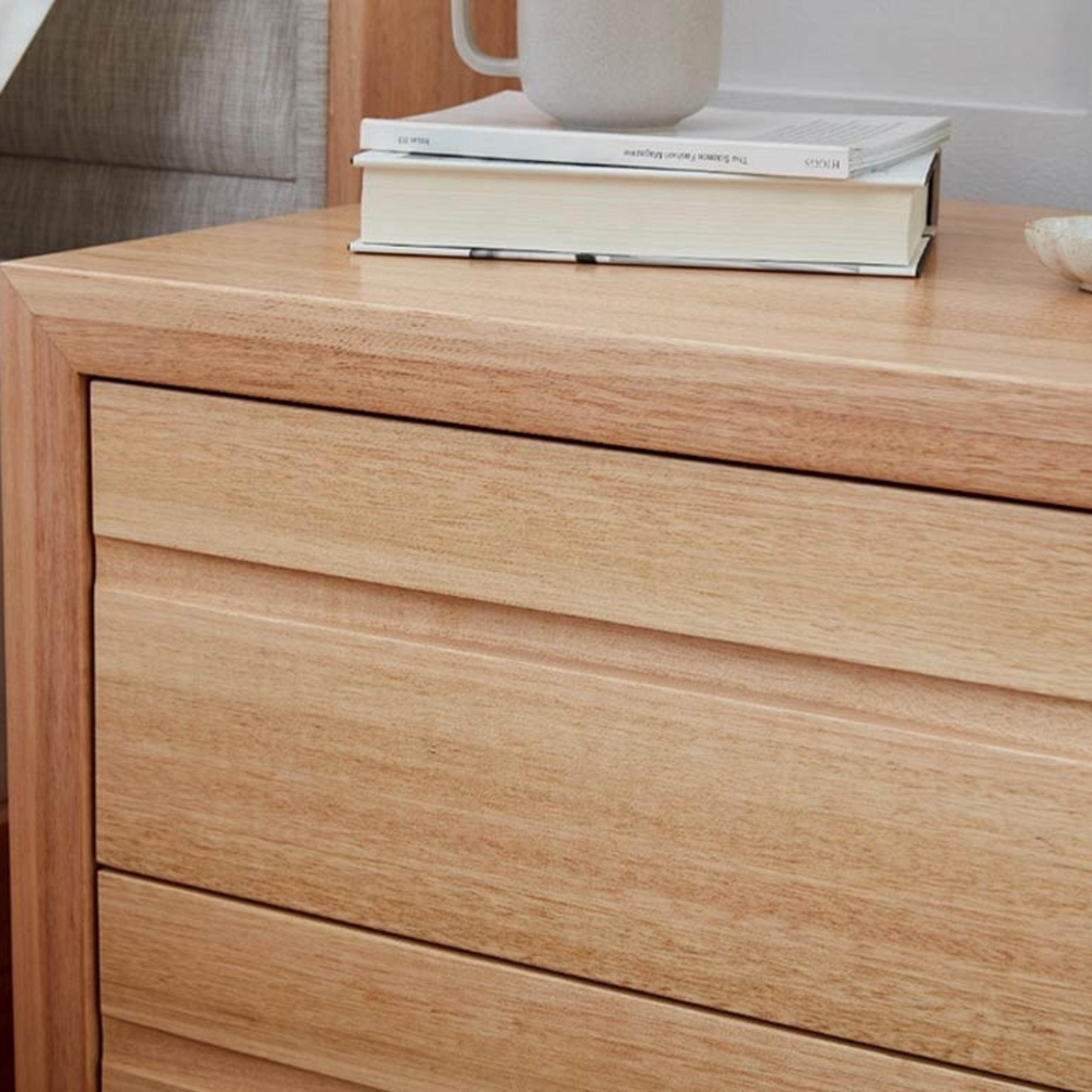 Lifestyle image of the  Rialto Bedside Table (2 Drawer), Natural from Forty Winks
